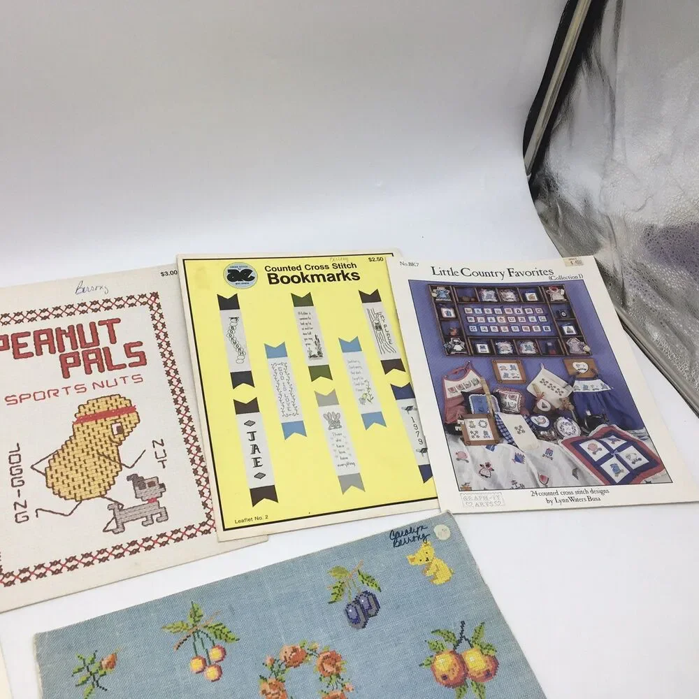 Vintage Counted Cross Stitch Books & Leaflets Peanut Pals Country Hearts Bears